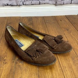 Bragano by Cole Haan Mens size 9 Brown suede tasseled loafers